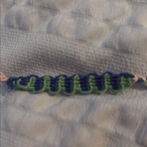 Blue and Green Wavy Trim Fabric